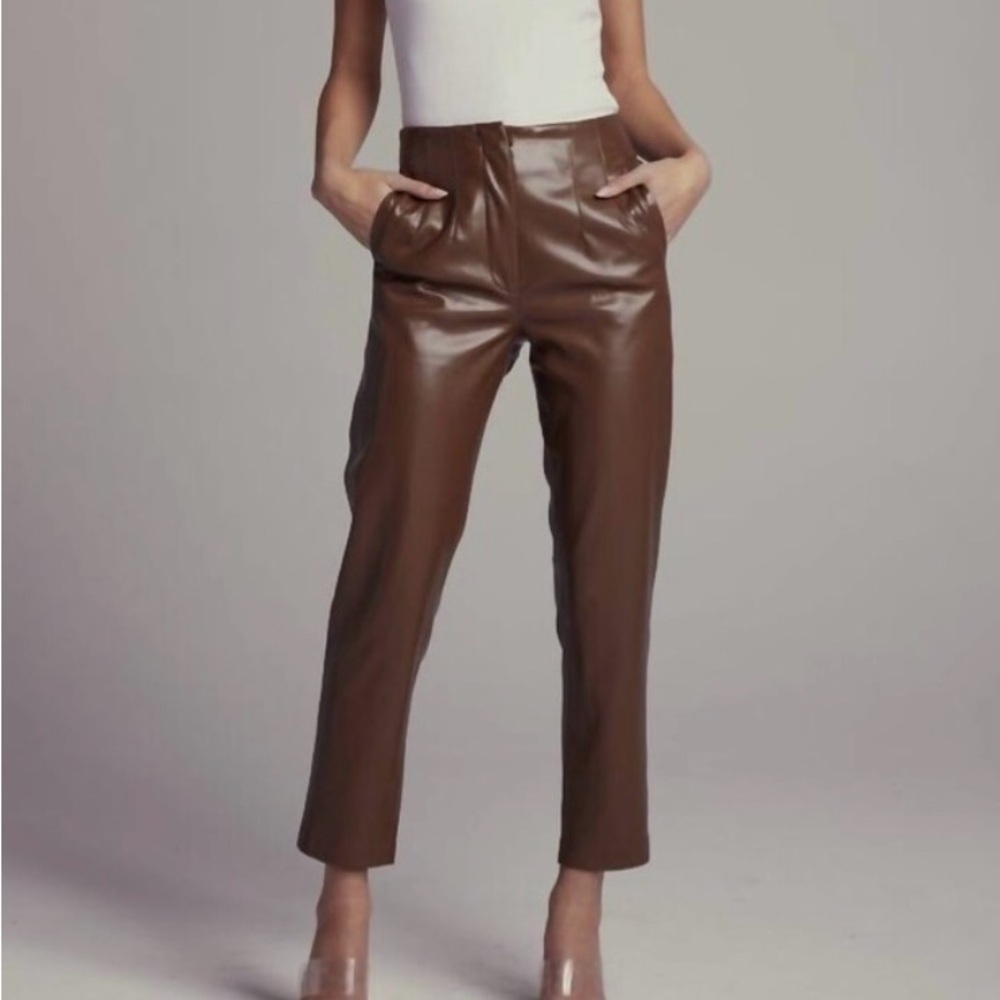 NWT Sundays Brown Vegan leather Women's Pants